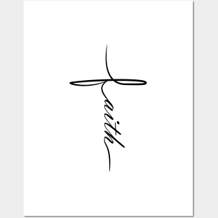 Faith in Curved Font Cross Illustration Christmas gift Posters and Art